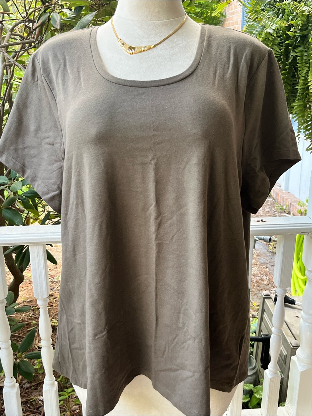 Sonoma Life + Style Taupe Scoop Neck Cotton Stretch Top 3X Capsule Wardrobe